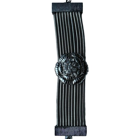 Premier Designs Bracelet 7" to 9" Adj Sparkle Flower Stainless‎ Steel Industrial - Picture 1 of 8